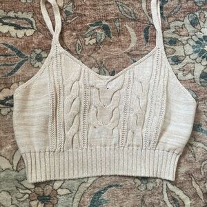Wild Fable Beige Cable Knit Crop Top